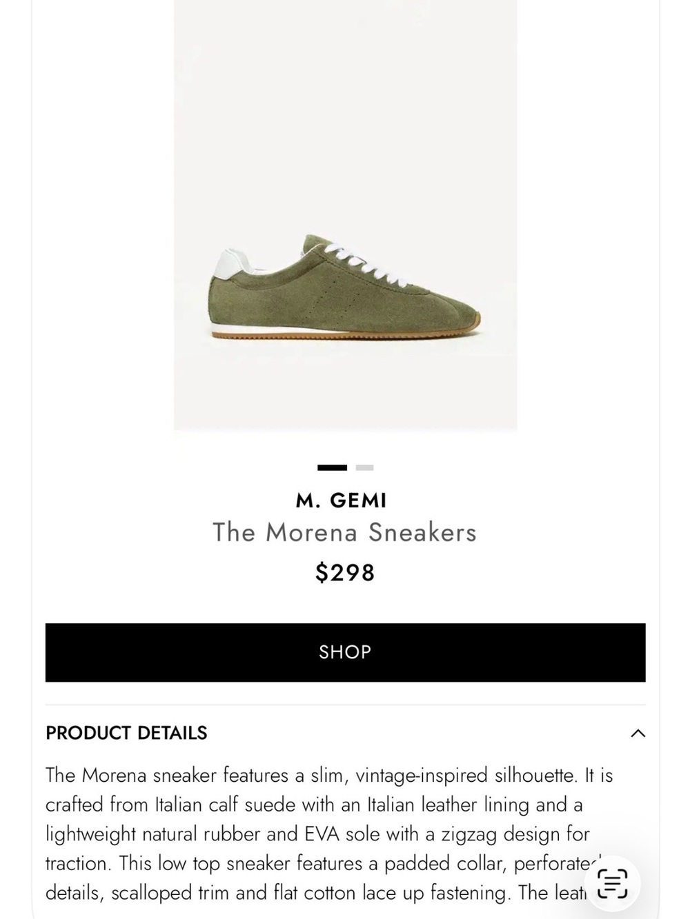 M. Gemi Morena Olive Suede Sneakers with White Heel Tab